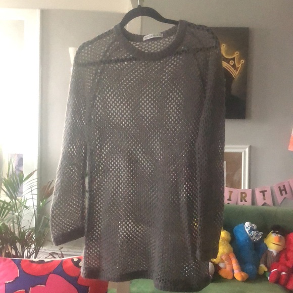 RODEBJER dark grey open knit lagenlook sweater beach cover up minimalist  size S - Picture 2 of 9